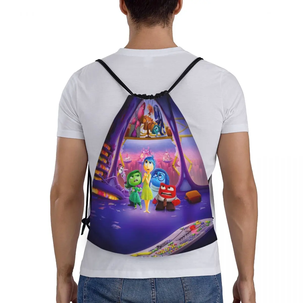 Custom Inside Out Movie Drawstring Bag Men Women Portable Gym Sports Sackpack Animated Training Backpacks 5
