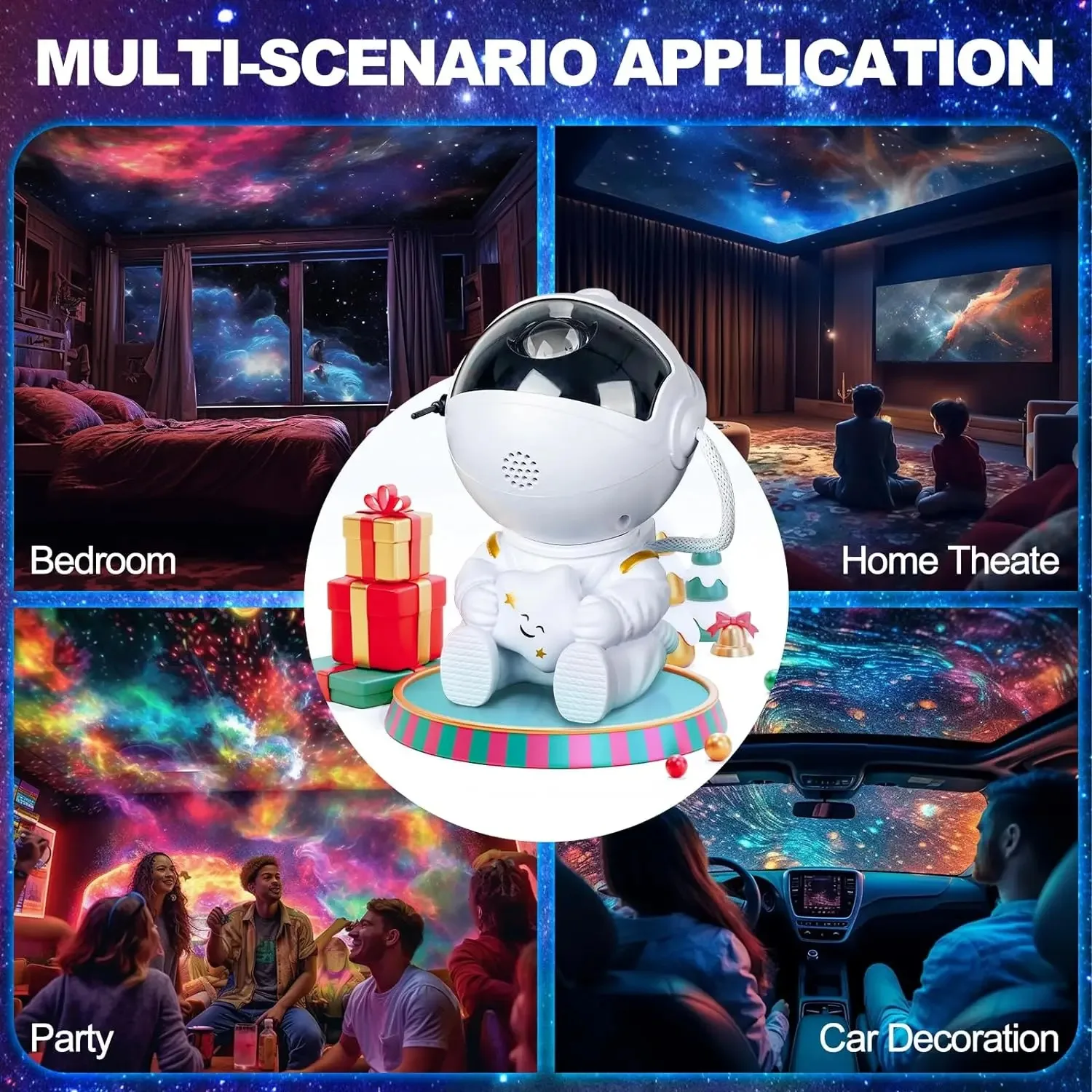 Star Projector Galaxy Night Light Astronaut Space Projector Starry Nebula Ceiling LED Lamp for Bedroom Home Decor Kids Gift