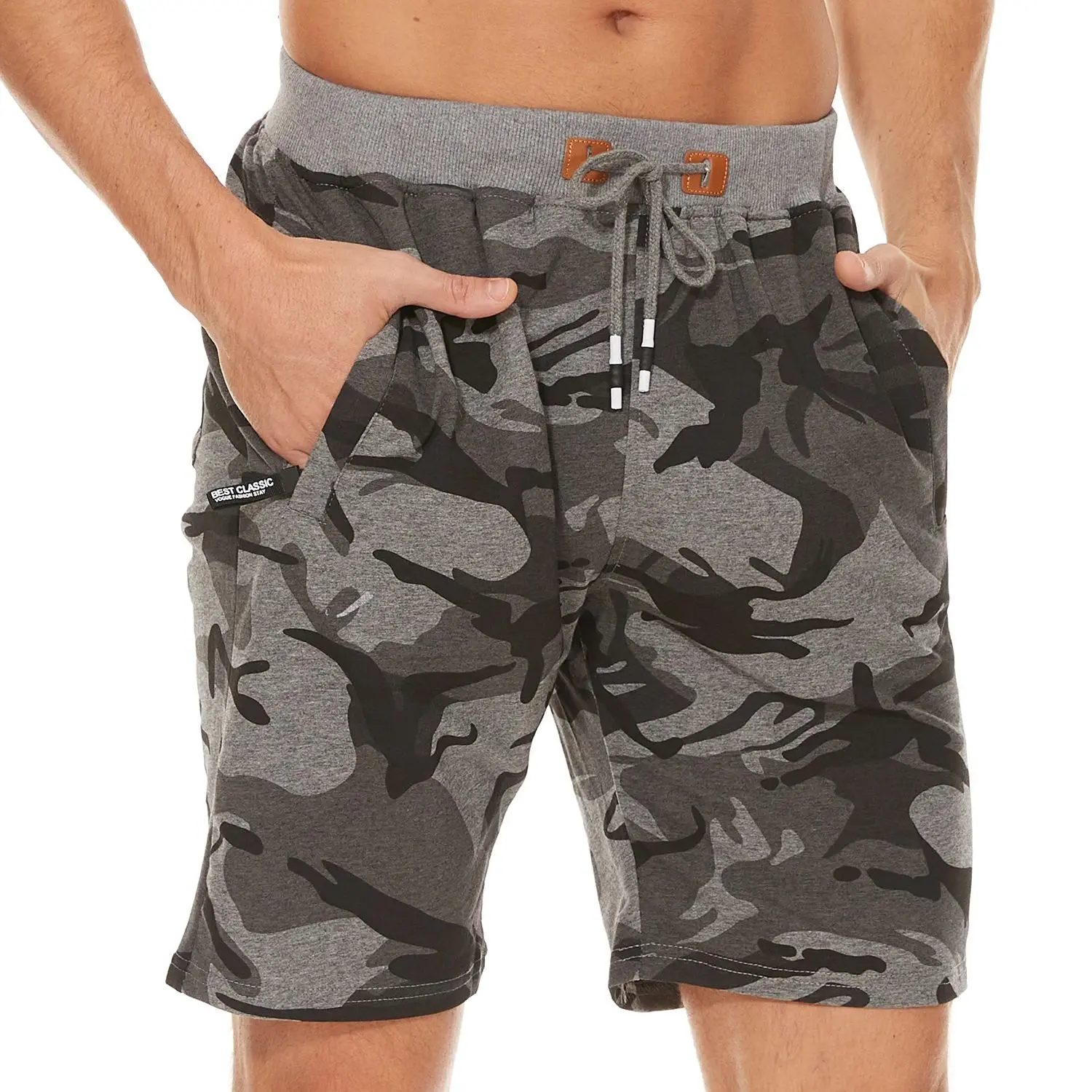 

Drawstring Men's Shorts Pants Cotton Fit Slim Elastic Sports Shorts Man Casual Running Trendy Sweatpants Male Clothing