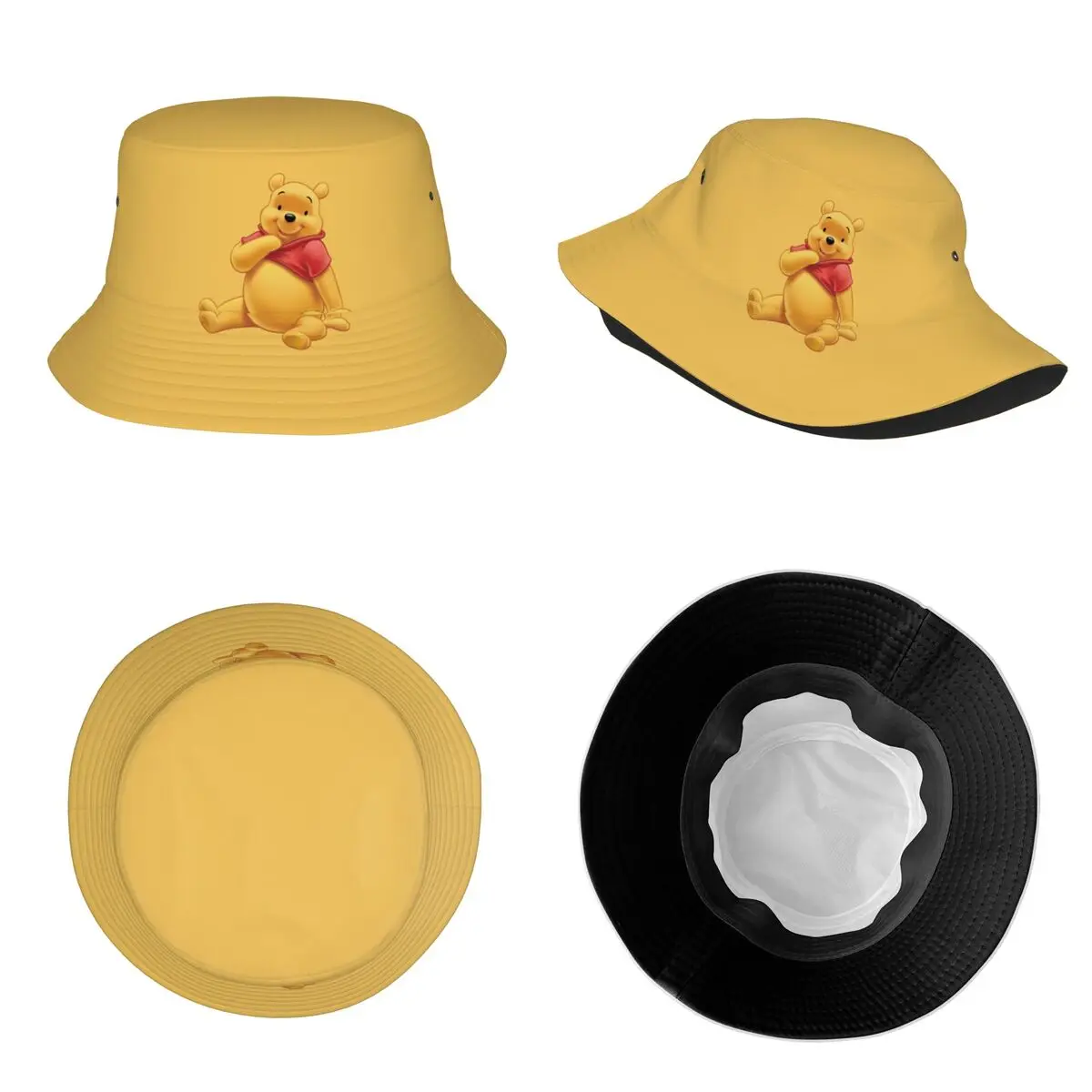 Girls Kawaii Bucket Hat Cute Winnie The Pooh Accessories Bob Hats For Travel Headwear Lightweight 5