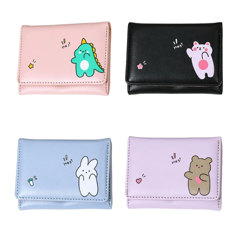 

Women Cute Cartoon Pattern Wallet Student Girl PU Leather Short Trifold Wallet Multiple Slot Card Holder Coin Pocket Money Purse