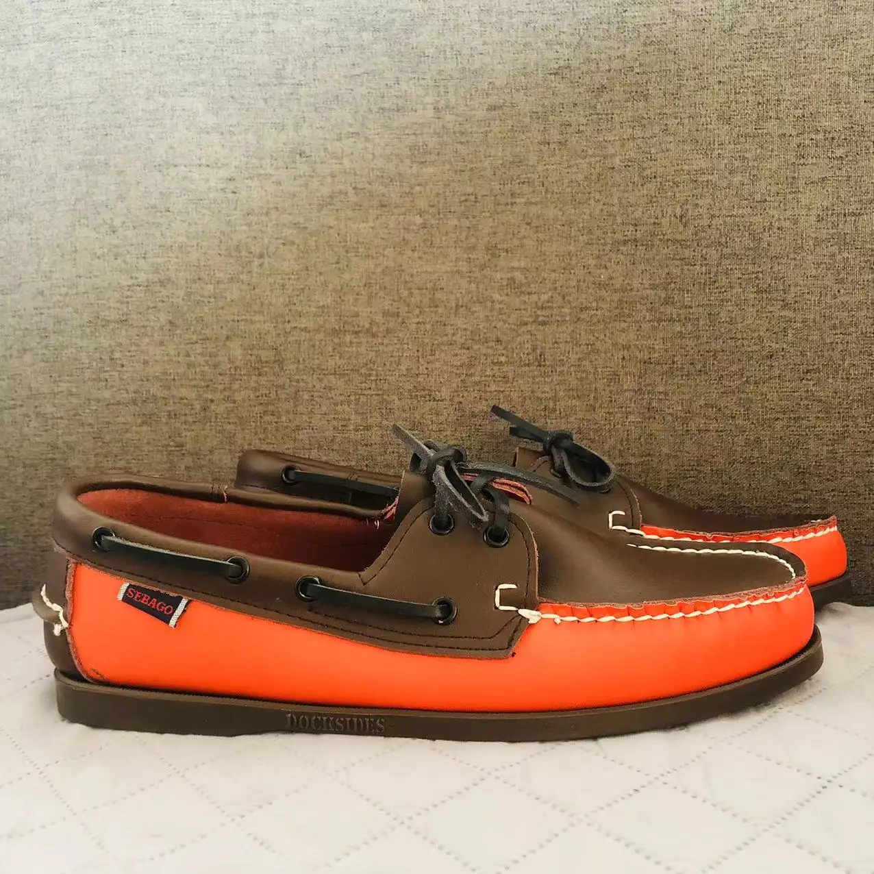 

Men Authentic Sebago Docksides Shoes - Premium Leather Moc Toe Lace Up Boat Shoes AC131