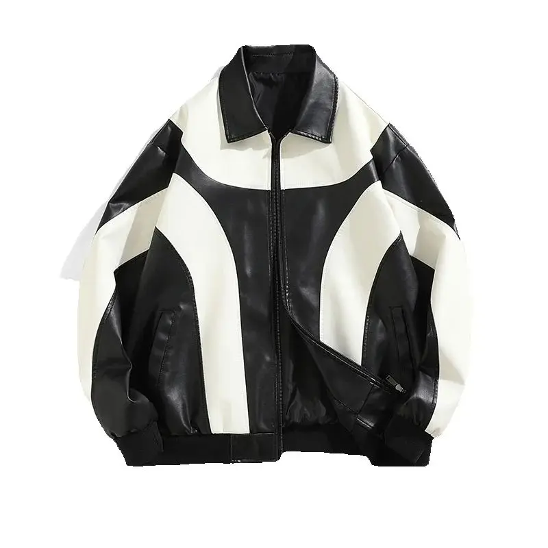 Leather Jackets Autumn and Winter Hip Hop Men's Faux Leather Jacket Padded Windbreaker Motorcycle Biker Bomber Coat Women