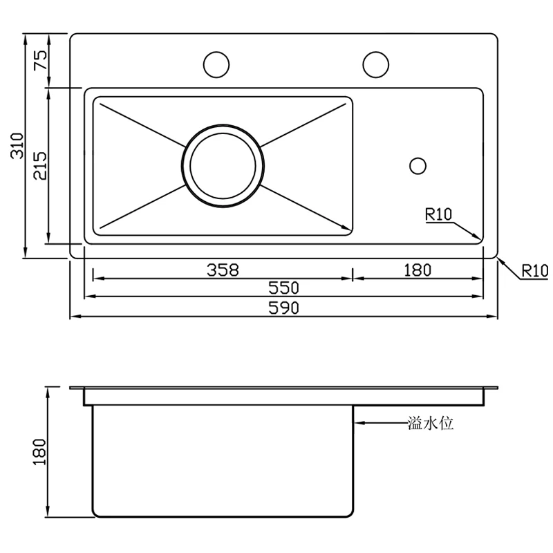 Nanometer Black Stainless Steel Sink for Cup Wash with Single Tank under the Bar Counter Kitchen Island 6