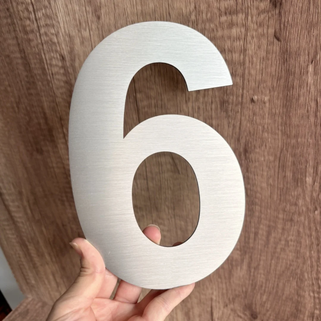 House Number Signs 15/20/25/30cm Stainless Steel House Number Silver Address Sign #0-9 Outdoor Numbers Home