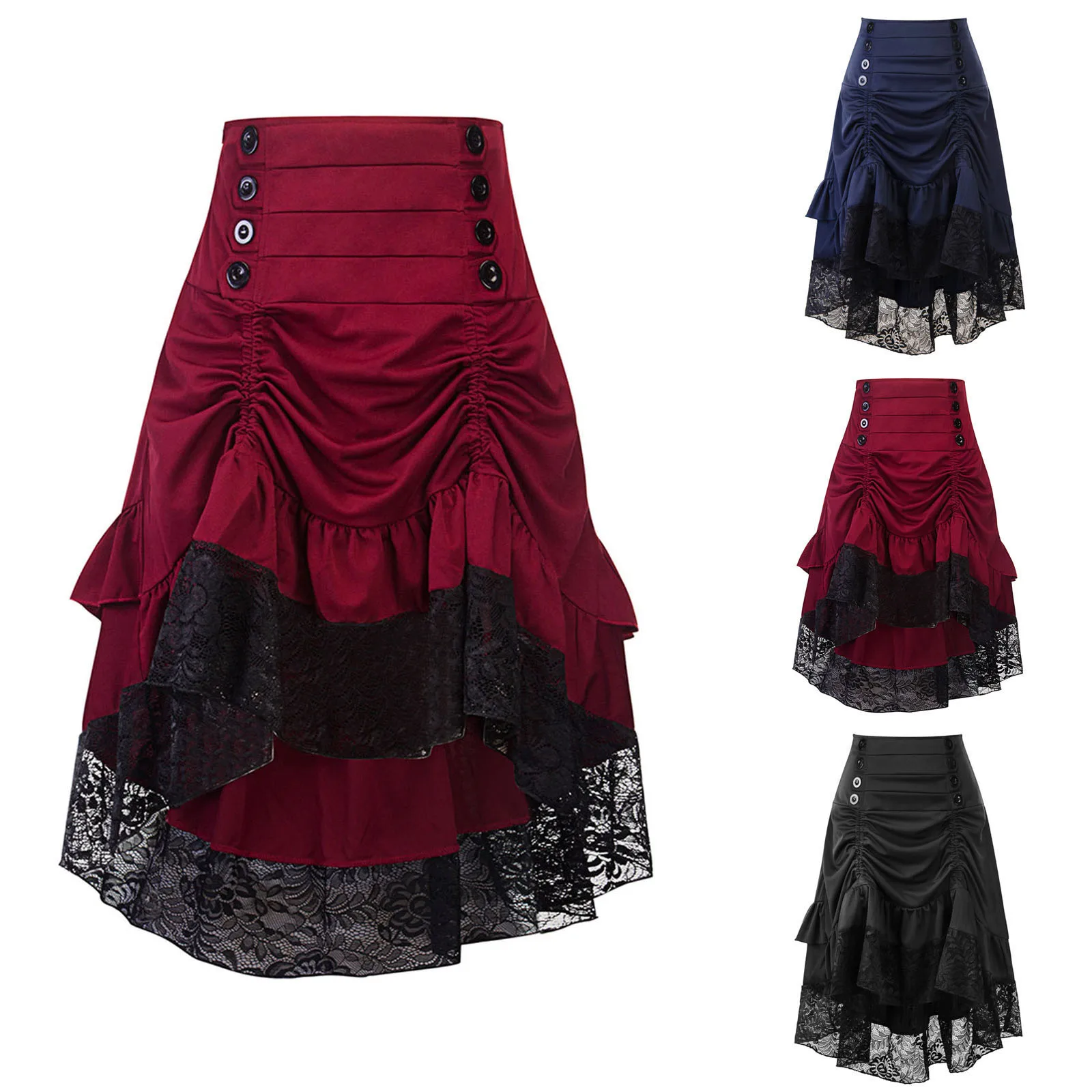 

Asymmetrical Ruffled Gothic Long Skirts Women Corset Skirt Vintage Steampunk Showgirl Party Dress Skirts for Teen Girls