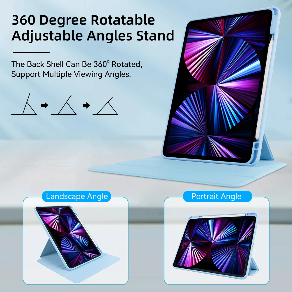Capa de Suporte para Ipad Capa de Rotação 360 ° Air Pro 11 Air 10.9 12.9 Mini 62023 10.2 9ª Geração 2023 - Imagem 2