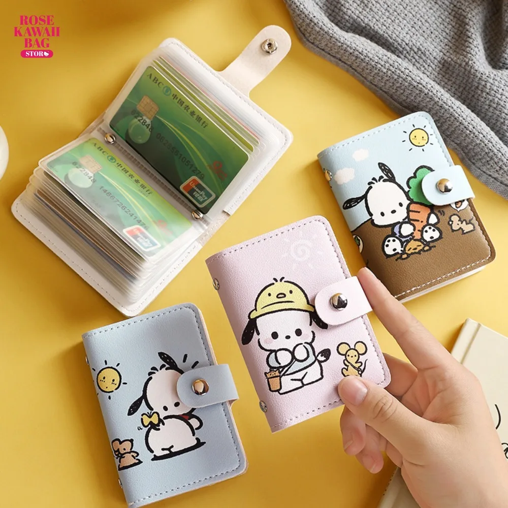 

Sanrio Coin Purse Cartoon Cute Pachacco Card ID Holders Large Capacity Multiple Card Positions Pachacco Card Cover Girls Gifts