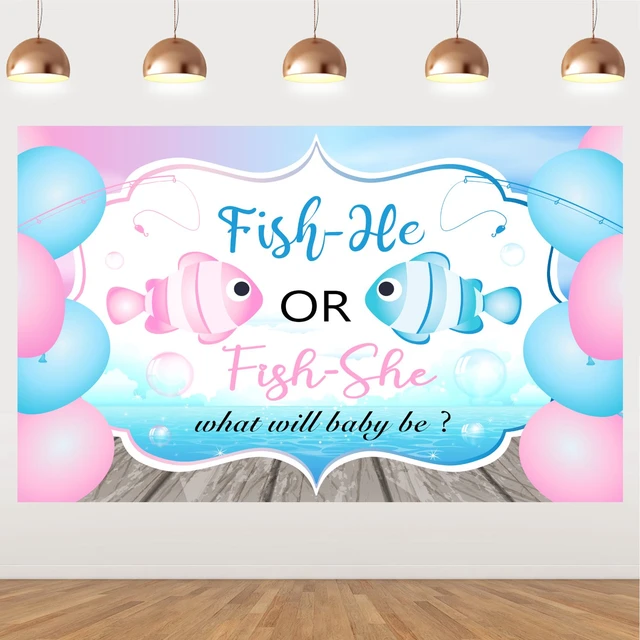 Gender Reveal Photography Background, Fish, She, He Banner, Boy or