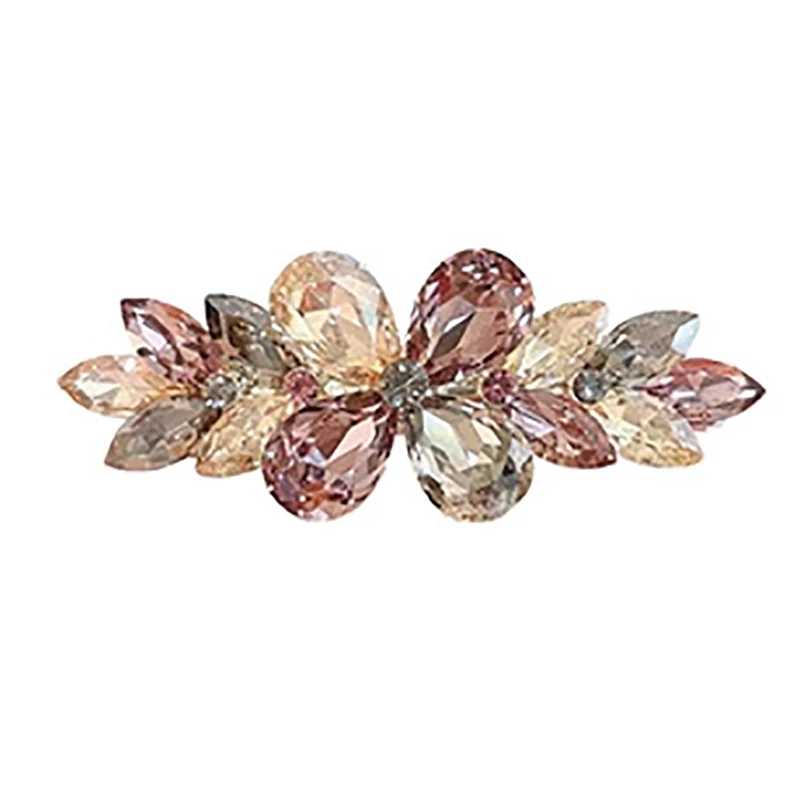 Licht Luxus Bunte Kristall Blume Frühling Clip High-end-frauen Hinterkopf Halb-gebunden Haar Clip Koreanische haar Zubehör – Detail 4