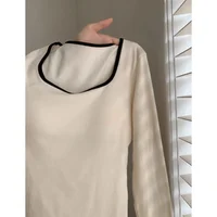 Fce Lined Long Sve Square Collar Women's Slim Fit Base irt Inner Wear Autumn Winter Warm Color Blo Chest Pad - Image 2