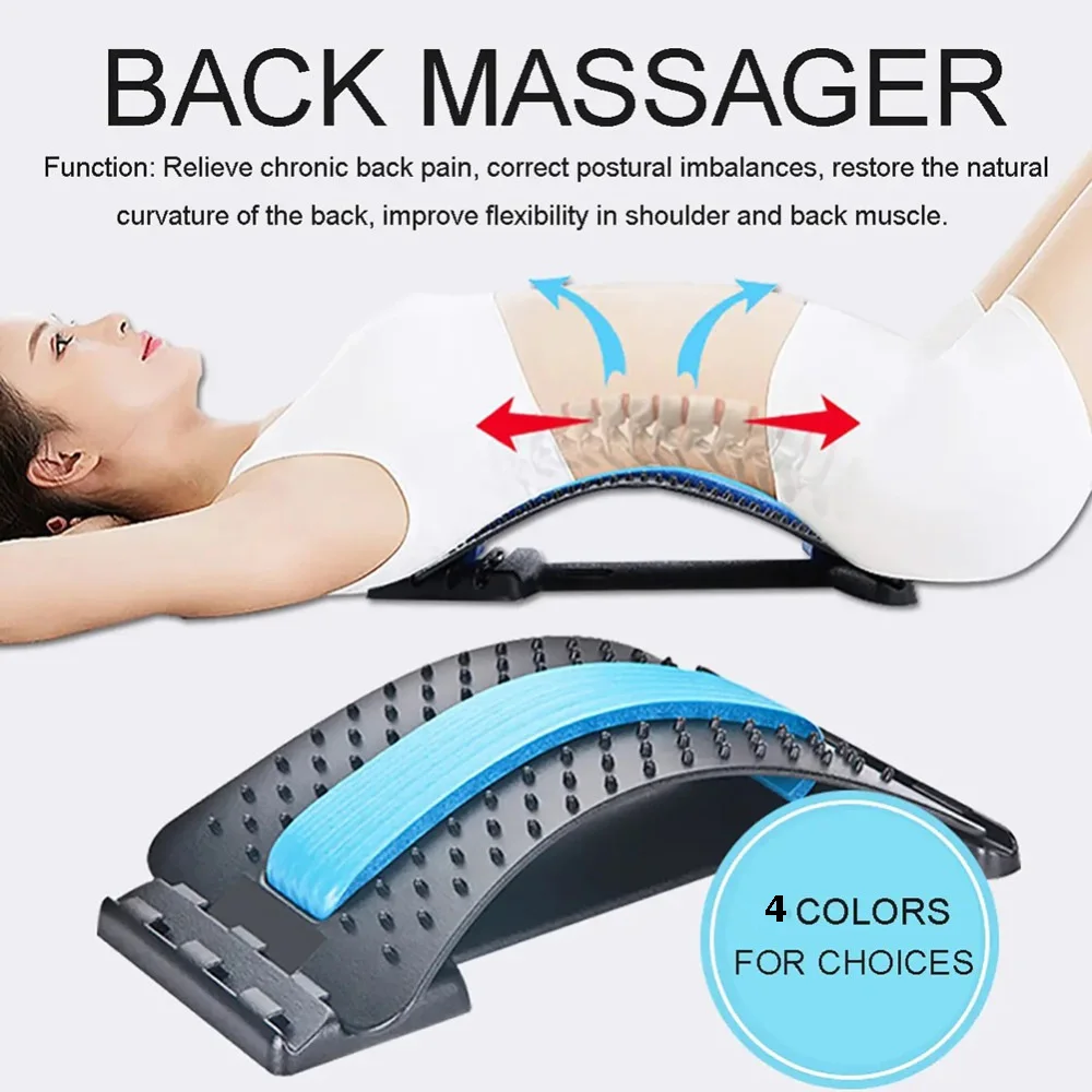 lumbar disc herniation treatment device massage to correct lumbar pain support household curvature Back Stretcher Lower Back Pain Relief Device 4 Level Back Cracker Back Massager Lumbar Support Spine Board for Herniated Disc