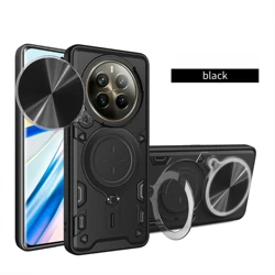 360° Rotating Ring Holder Magnetic Phone Case Protective Cover for Huawei Enjoy 60X (Black)
