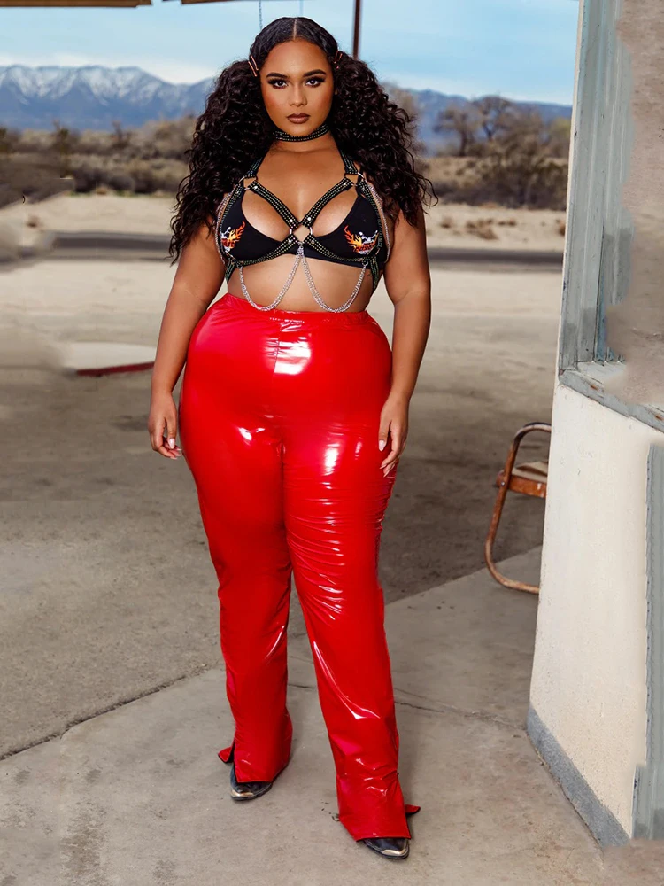 Autumn Winter Thickened 3D King Fried Latex Pants Waist main image 1