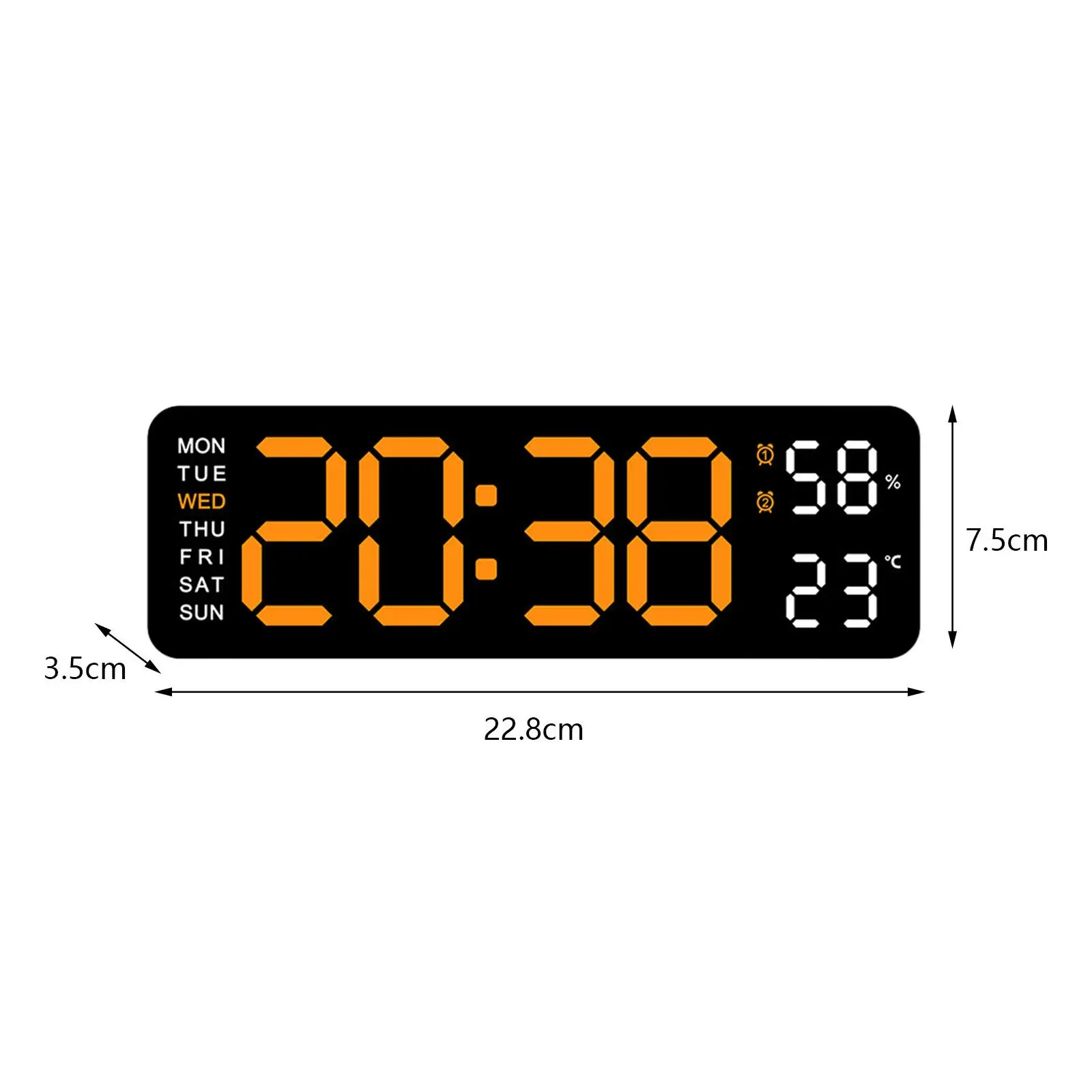 Desk Clock Brightness Adjustable Large Display Hanging Week Digital Wall Clock