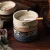 Japanese Retro Round Ashtray Home Living Room Tea Table Ceramic Ashtray Small Ashtray Creative Ornaments Household Items 3