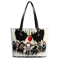 Halloween Horror Team Friends Handbags Jason Voorhees College Tote Bag Cool Shoulder Bag Print Handle PU Leather Shopper Bags 1