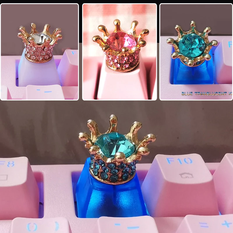 

Creative Pink Crown Key Cap DIY Cartoon Single Cross Axle Game Mechanical Keyboard Special Blue Transparent R4 ESC Key Cap