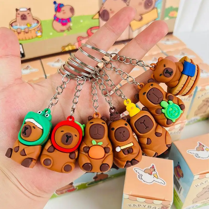 Funny Capybara Keychain  Animal Key Chain Backpack Handbag Pendant Blind Box  Creative Capybara Decorations random style 2
