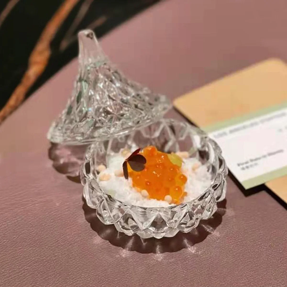 

New caviar dish conical glass cup caviar dish glass plate hotel tableware