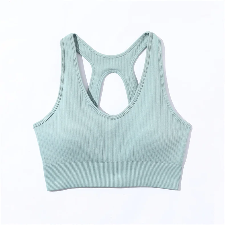 SVEIC Ribbed Sports Bra Yoga Seamless Underwear Gym Tops Women Sportswear Outdoor Vest Fitness Training Running Workout Clothing