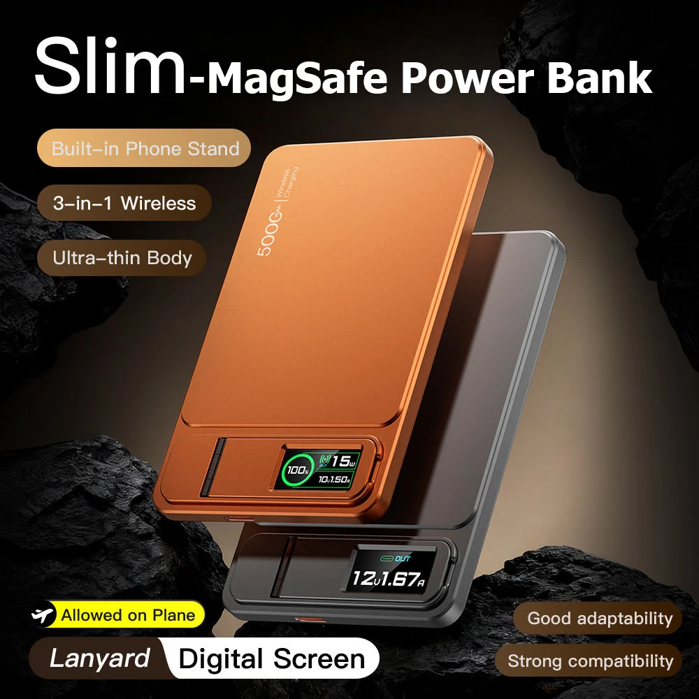 10000mAh 마그네틱 파워 뱅크 (MagSafe 호환), 20W 슬림 휴대용 무선 충전 외장 배터리 (아이폰 17, 16, 15, 14, 13 Pro Max 용)