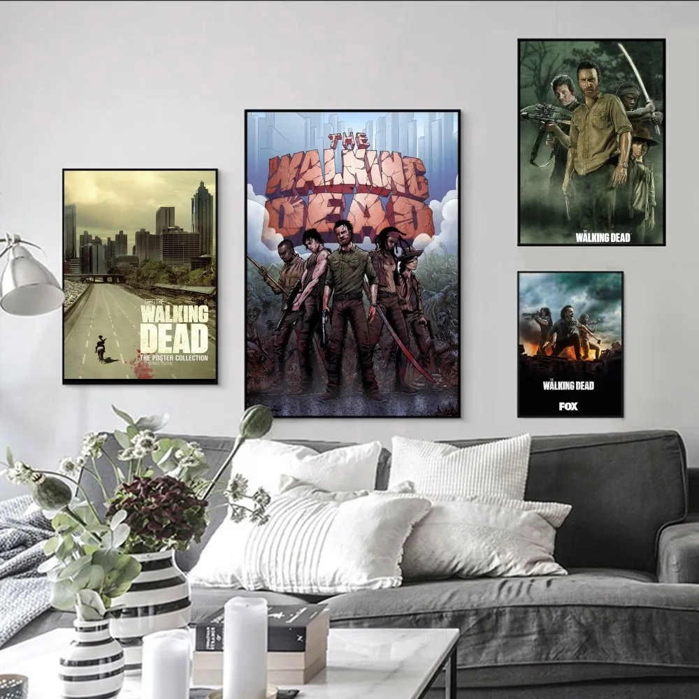 

TV The W-walking D-ead Poster Self-adhesive Art Poster Retro Kraft Paper Sticker DIY Room Bar Cafe Vintage Decorative Painting