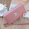 Women Double Zipper Long Wallet Large Capacity Lady Coin Purse Cell Phone Bag Credit Cards Holder Money Clutch Solid PU Leather 1