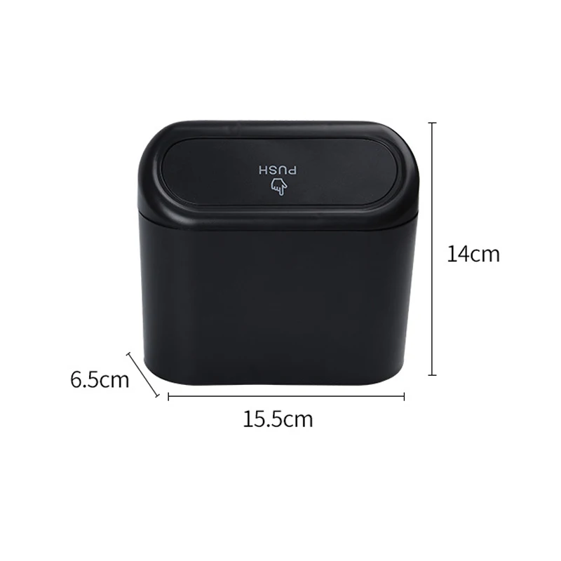 Car Trash Bin Hanging Vehicle Garbage Dust Case Storage Box Black ABS Square Pressing Type Trash Can Auto Interior Accessories
