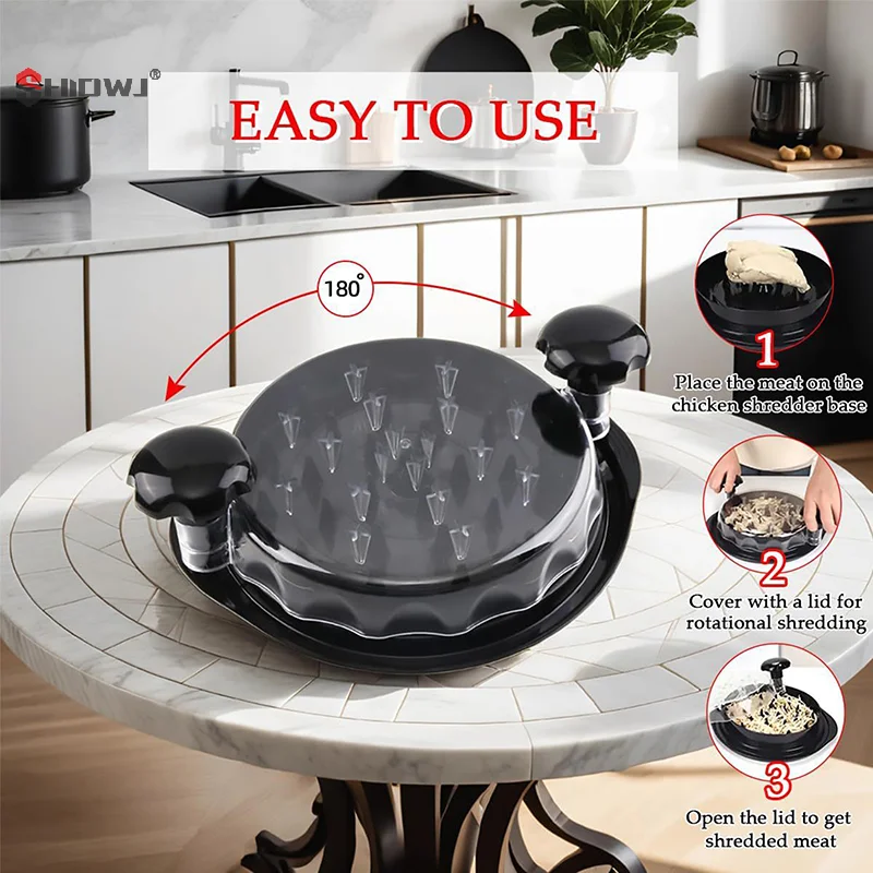 Chicken Shredder Tool Meat Breast Shredding Separation Mincing Grinder Machine with Lid for Shredding Chicken Pulled Beef 닭가슴살