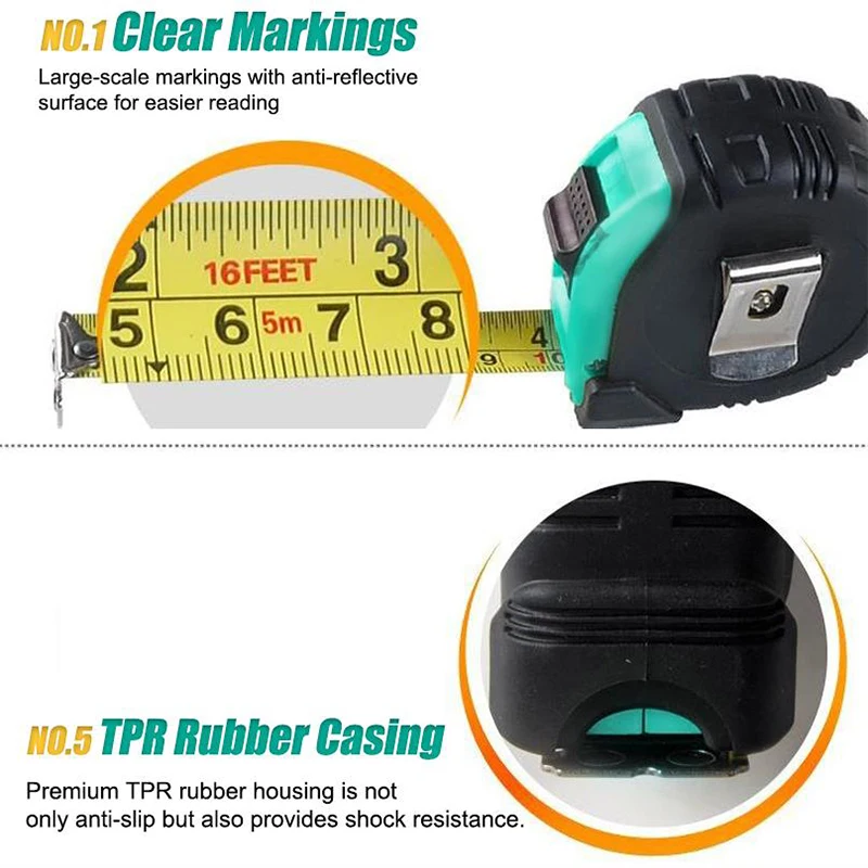 Pro'skit 3m/5m/7.5m 측정 테이프 측정 미끄럼 방지 자동 개폐 건설 현장 측정 수동 도구 테이프 측정