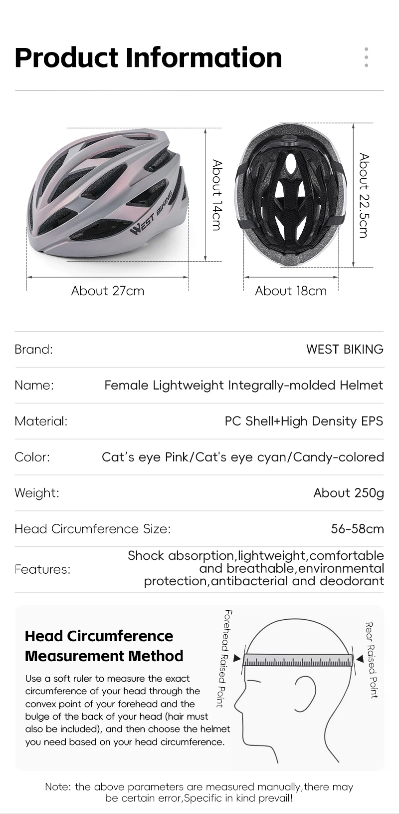 West Biking weibliche leichte Fahrrad helm integrierte aero dynamische Sport Fahrrad helm sichere Kappe Straße MTB Fahrrad bunten Helm – Detail 3