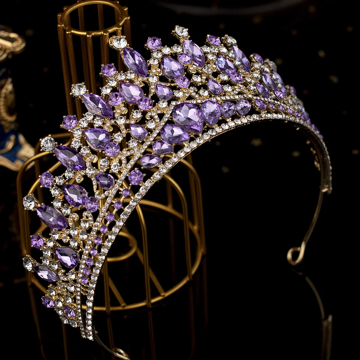 Heiße Verkäufe Party Mehrfarbige Tiaras und Kronen für Frauen Kristall Prinzessin Krone Strass Haarschmuck Kopfschmuck Brautjungfer – Detail 16