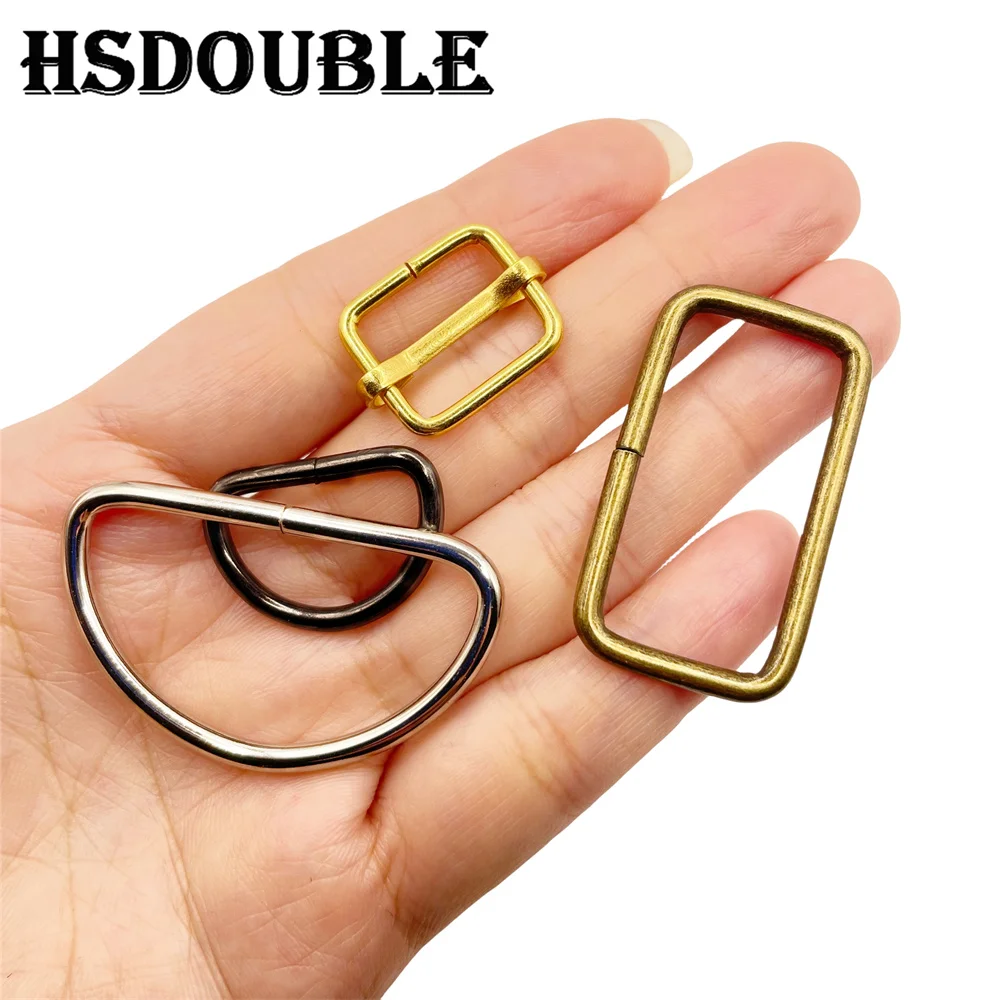 10 Pcs/Pack Wire Formed Metal D-Ring Rectangle Loops Tri-Glide Slider Adjuster Non-Welded Belt Strap Buckle