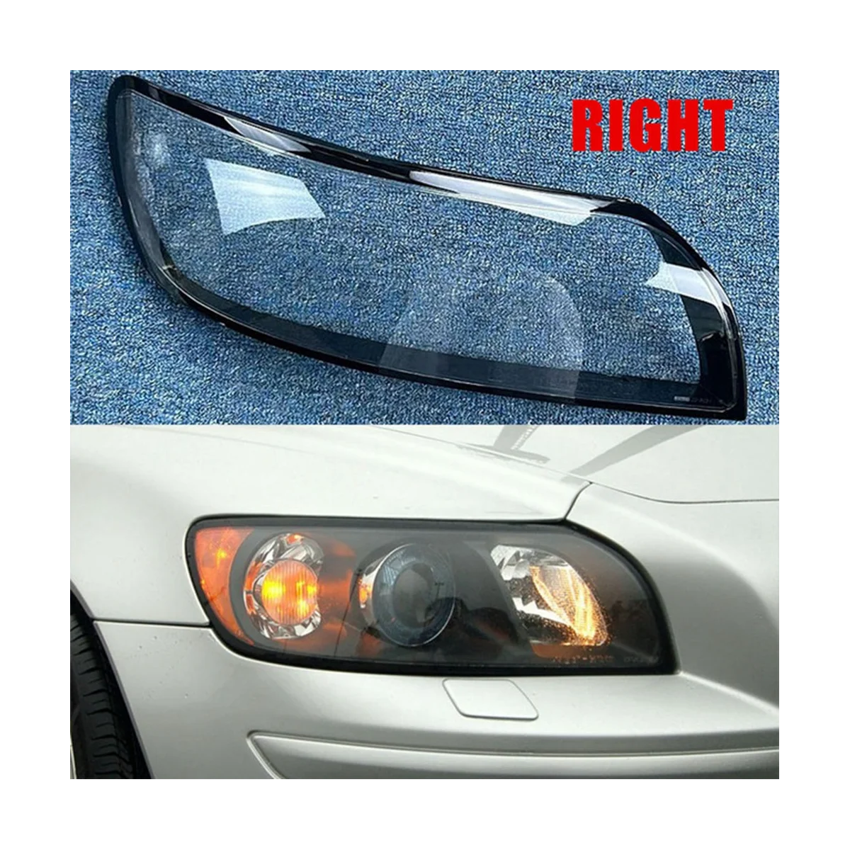 

For Volvo S40 S40L 04-06 Transparent Lampshade head light lamp Cover Gl es Lamp Shade Headlight Shell Cover Lens Left