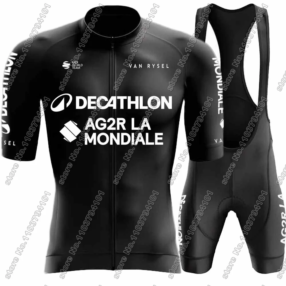 Ag2r Team Cycling Jersey 2024 Set France White Black Clothing Short Sleeve Bicycle Shirt Road Bike Suit MTB Wear Shorts MTB Ropa 5