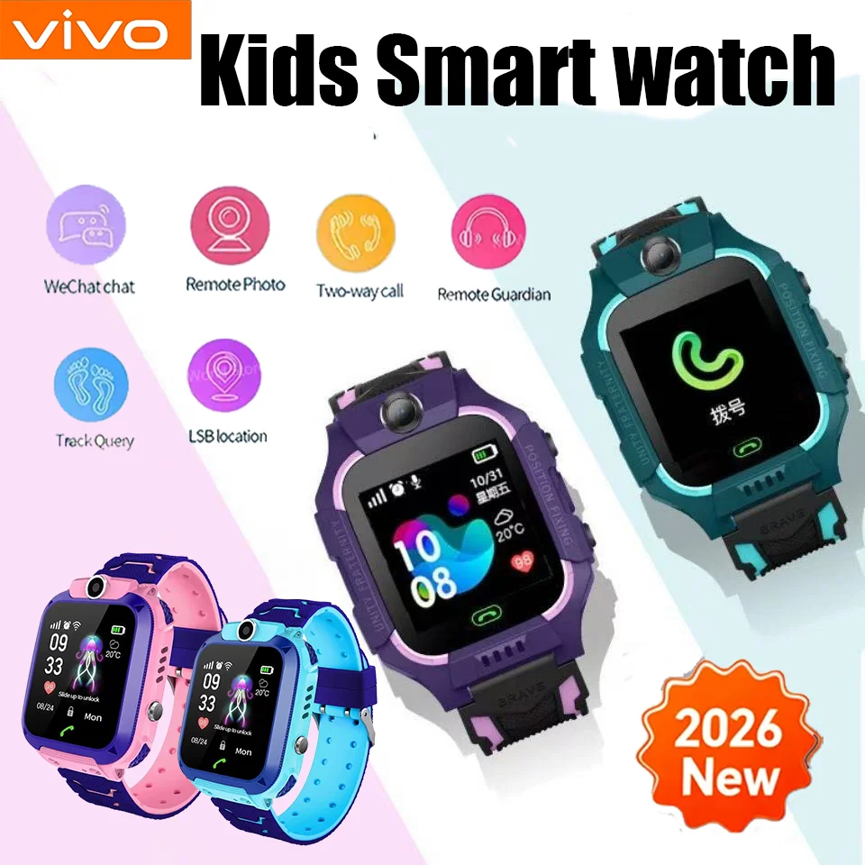 VIVO Kids 5G Smart Watch SOS GPS Location Sim Card Call Camera Child ...