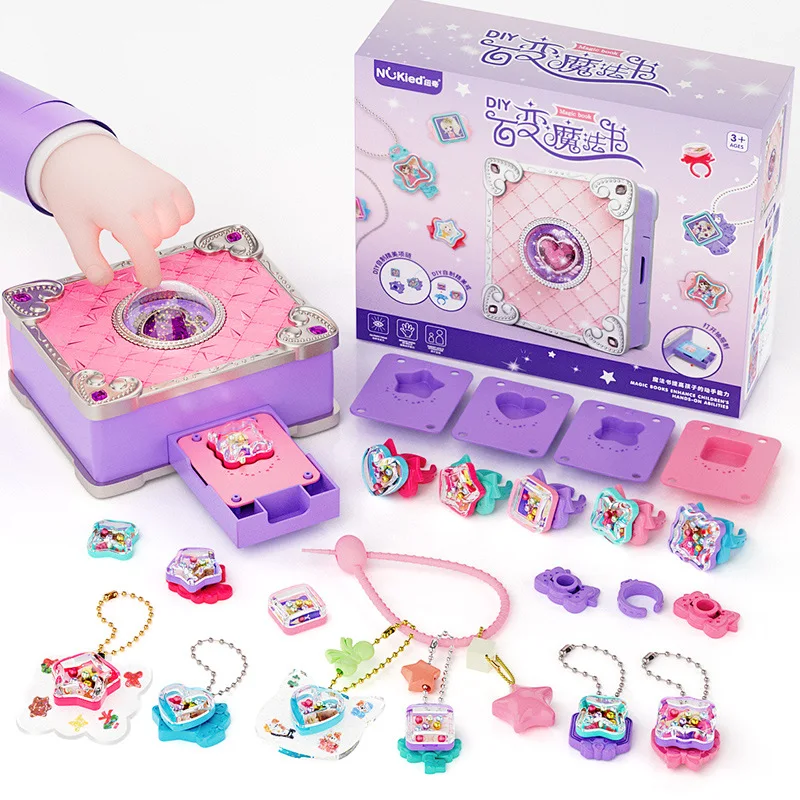 Beaded Jewelry Kit Jewellery Making Kit Friendship Bracelet Making Kit Jewelry Making Kit For Kids DIY Handmade Ring Bracelet Magic Book Child Crafts Toy Production Material Girl's Birthday Xmas Gift