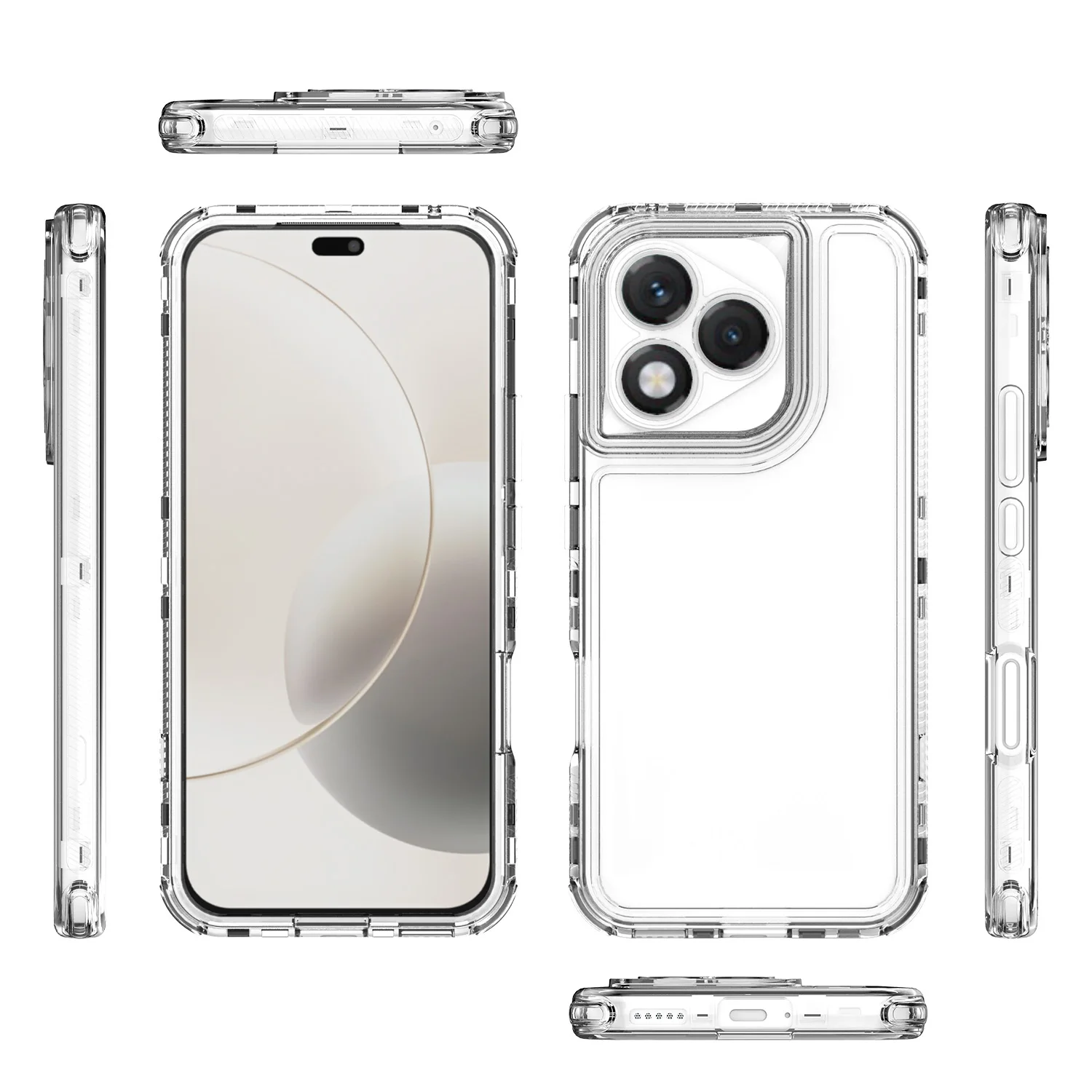 Rugged Armor Shockproof Phone Case with Transparent Acrylic Back Cover