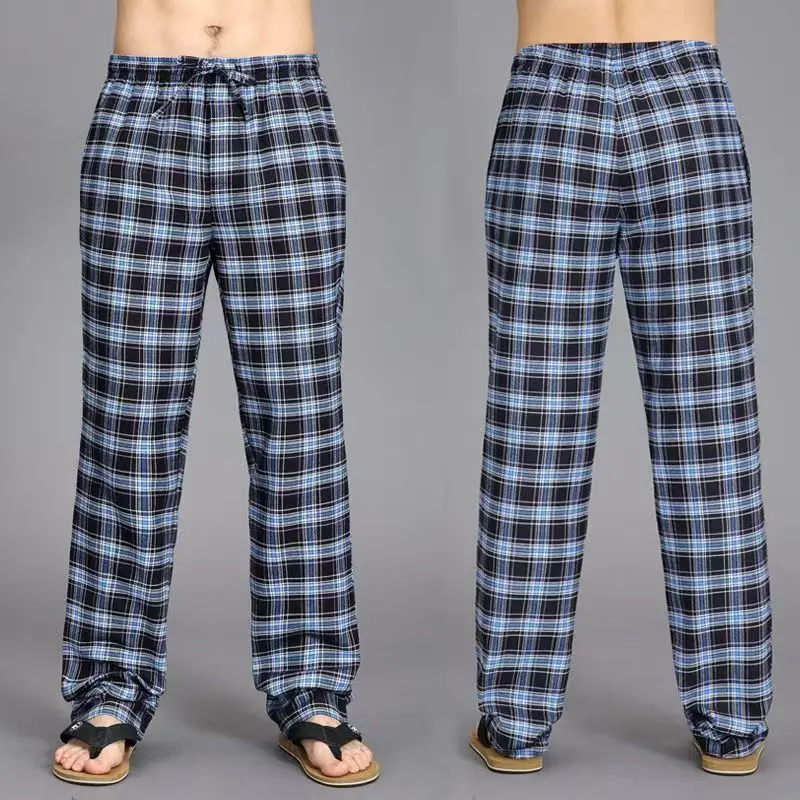 6XL Stylish Men's Pajama Pants for Spring and Autumn, Plus Size, Extra Large, High-Quality, Oversized, Black Plaid Straight-Leg Long Pants 5