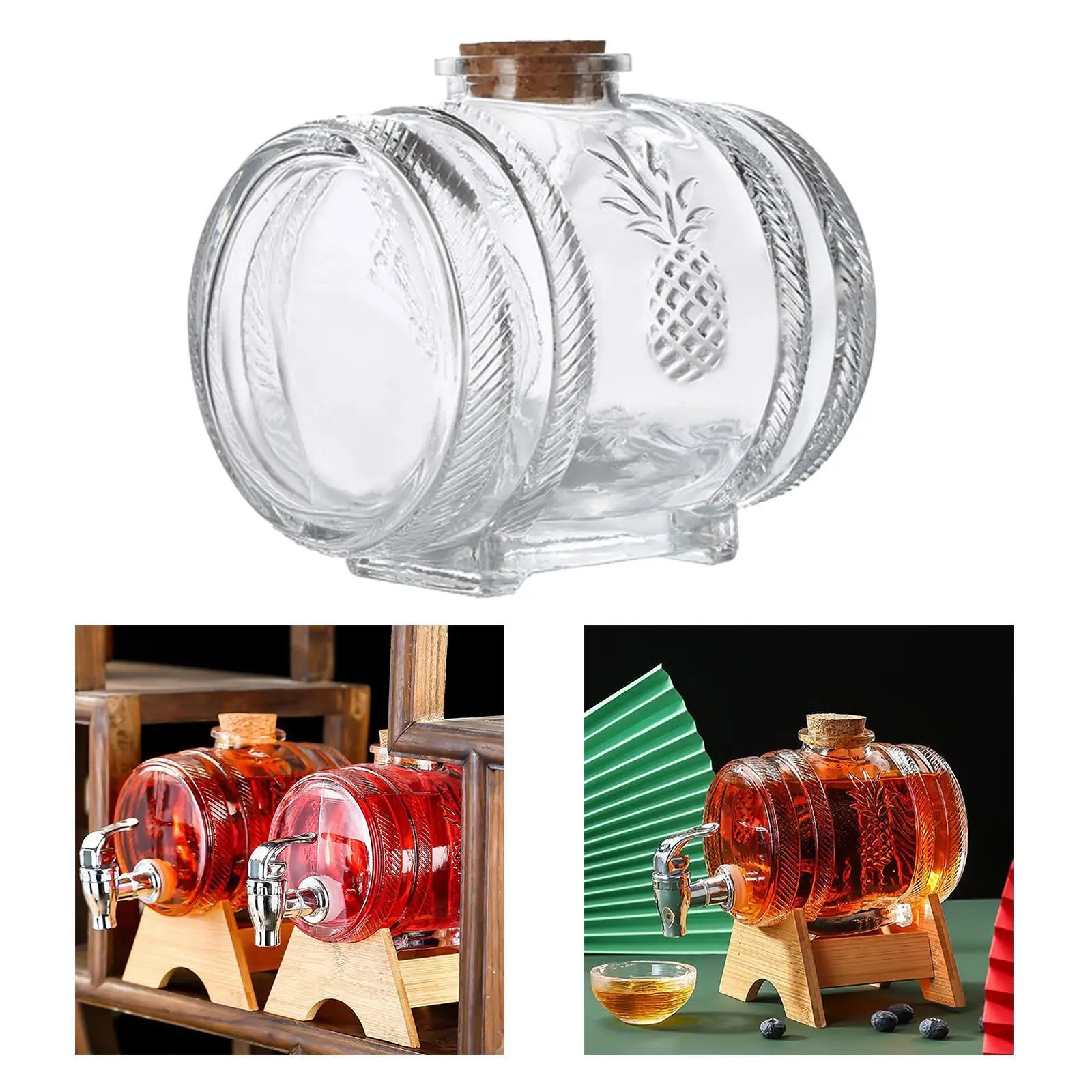 Glass Beverage Dispenser Jar Glassware Pitcher for Kombucha Wine Holeless Holeless