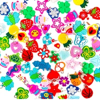 Soft Glue DIY Cartoon Colorful Animal Flower Bead Pendants Colorful Rubber Loom Band Bracelet Jewelry Making Beads Toy Beads Set