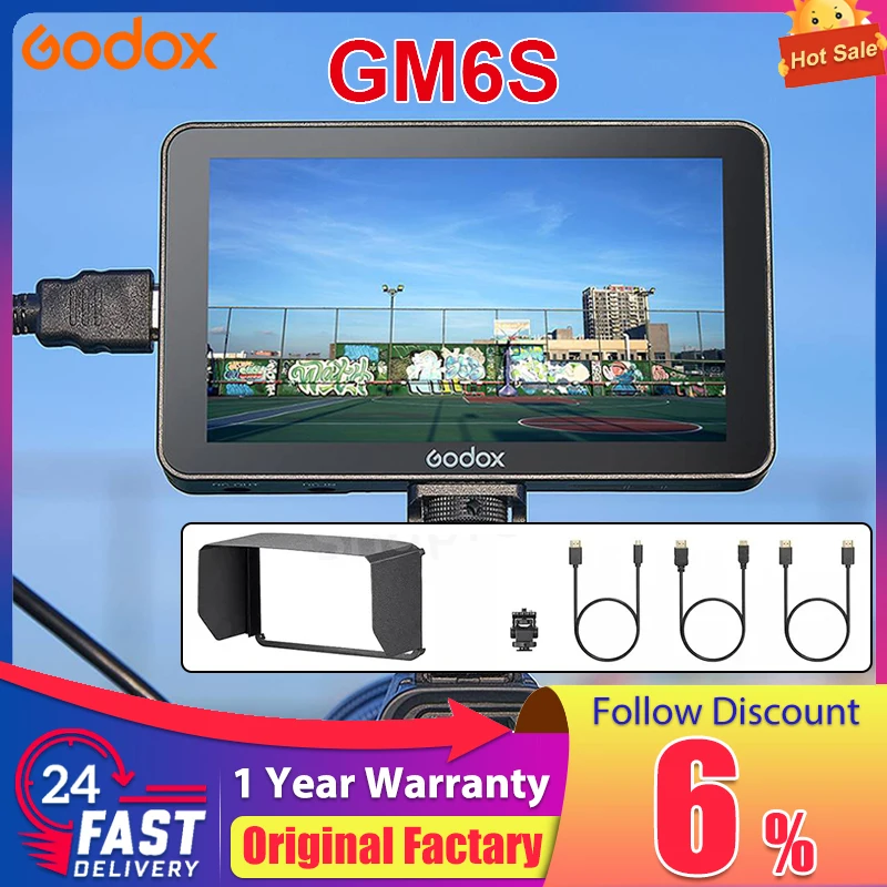 Godox GM6S 4K 5.5 Touch Screen Monitor HDMI-compatible 1920x1080 Ultra Bright for Outdoor Film Shooting Photography DSLR Camera