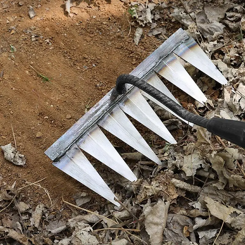 Gardening Hoe Weeding Rake Steel Farm Tool Grasping Raking Level Loosen Soil Harrow Clean Leaves Collect Weeds Agricultural Tool 4