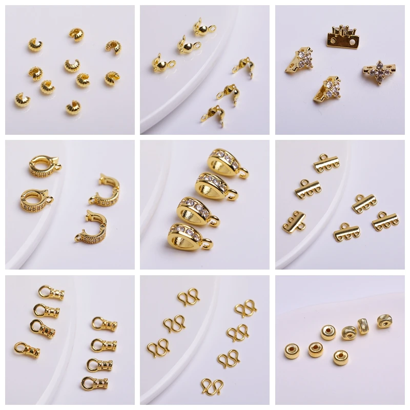 18K vergoldete Matrosenverschlüsse Verbinder für Halskette Endverschlüsse Messing Metall Lenkradverschlüsse DIY Schmuckherstellung Zubehör – Detail 2