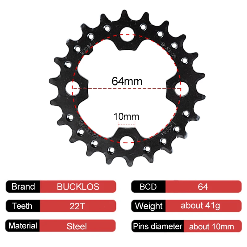 Description Picture 3 of itemBUCKLOS 104/64 BCD Bike Chainring 3*9speed 3*10speed Mountain Bike Chainring Triple MTB Chainwheel 27S 30S Bicycle Crown