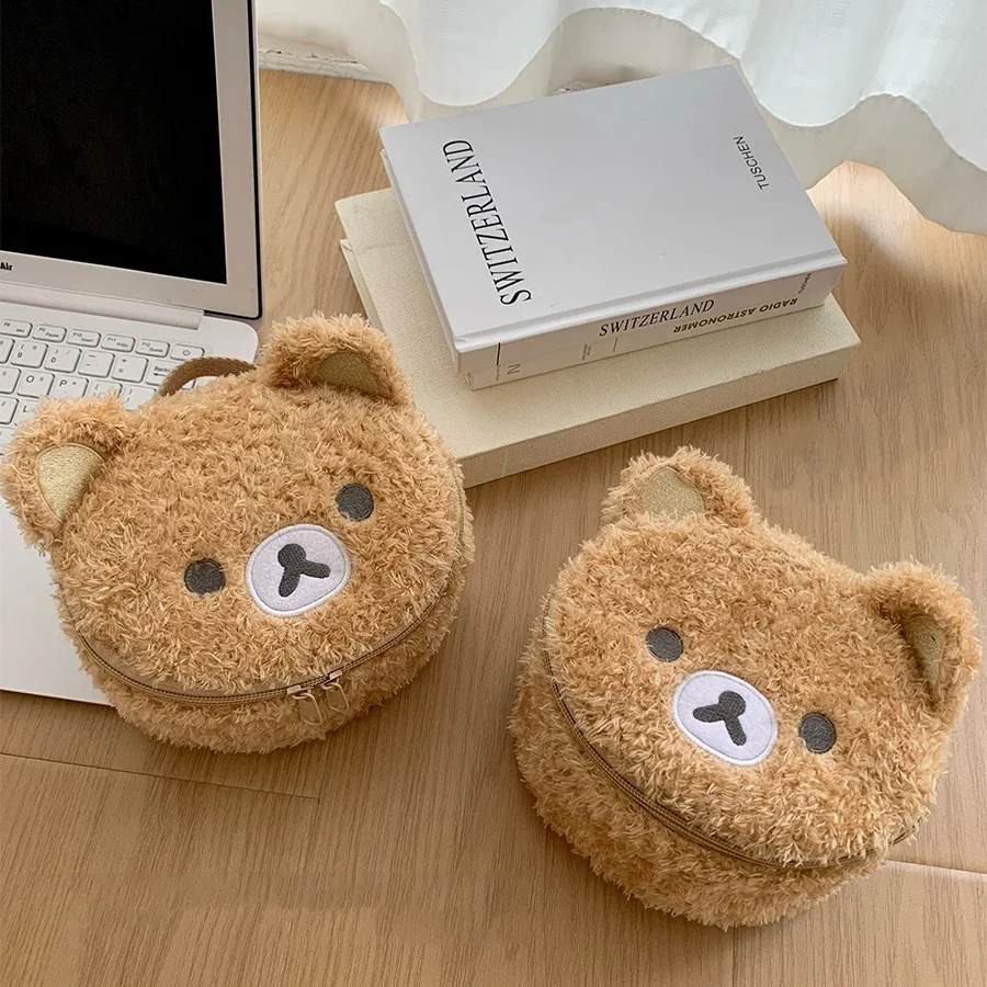 Cosmetic Bag Anime Relaxed Bear Plush Cosmetic Bag Women Girl Jewelry Organizer Pouch Makeup Storage Handbag
