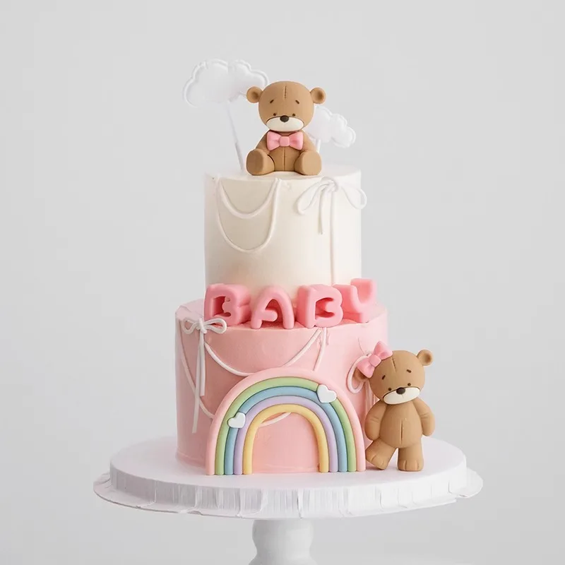 Baby Taarttopper Set - Beer, Regenboog, Wolk & Ster Decoraties