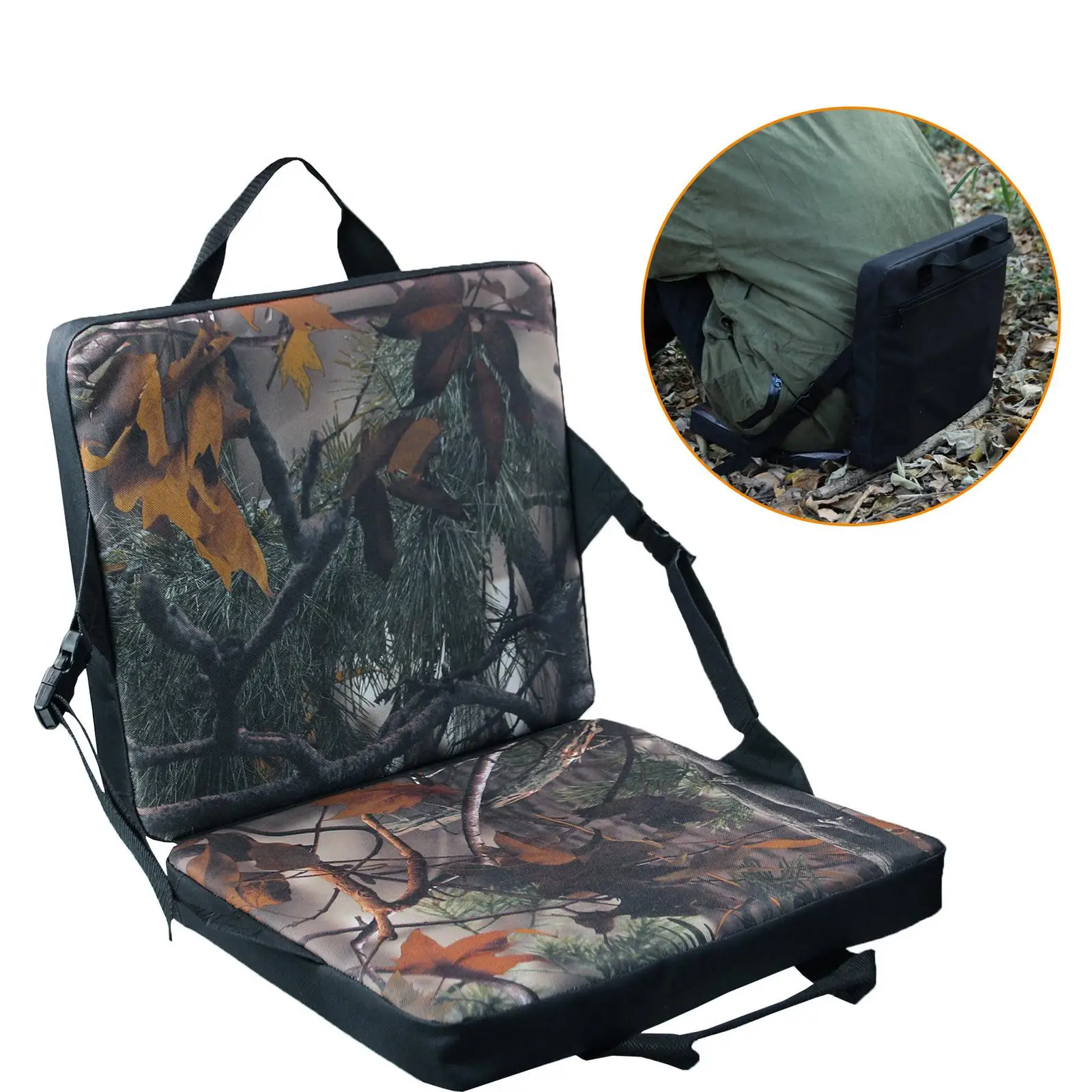 FoldingCushionBackSupportBeachChairStadiumSeatforPicnic