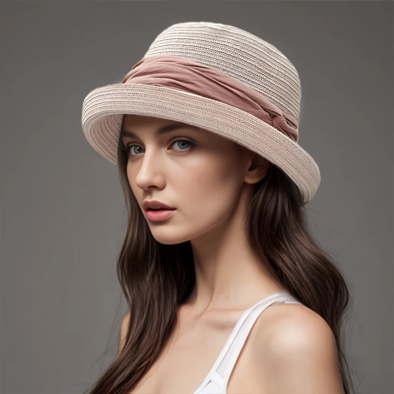 

Шляпа Женская Солнцезащитная универсальная, модная Панама от солнца во французском стиле Хепберн, летняя, для путешествий, для детей